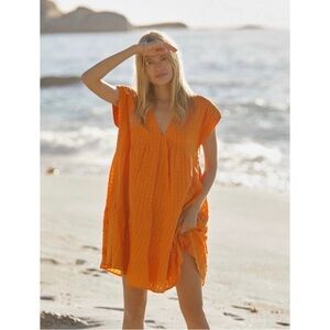 Anthropologie Maeve Orange Dress Juliet Tunic Dress Size XS 100% Cotton